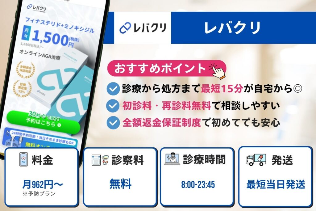 レバクリは最短15分で診療から処方まで対応可能