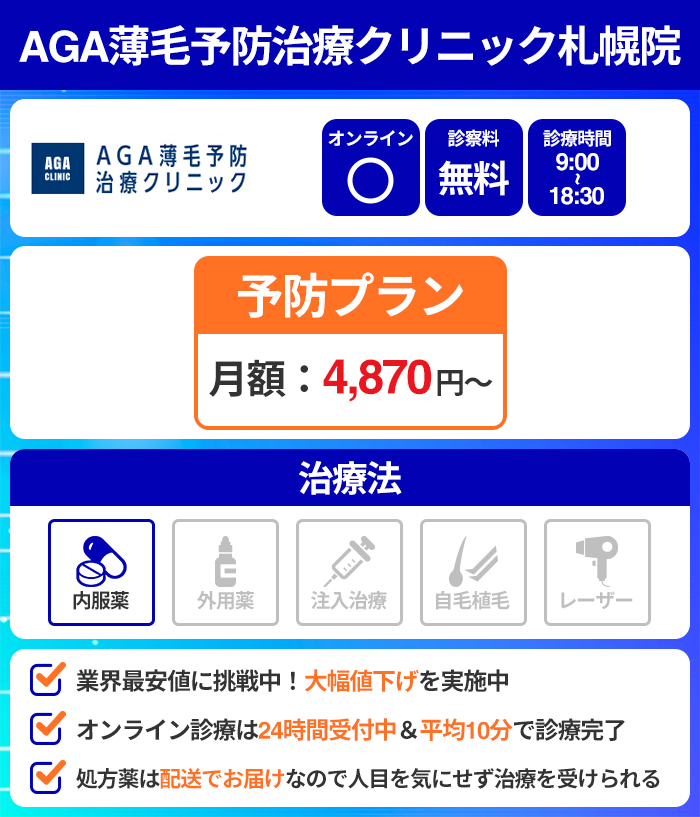 AGA薄毛予防治療クリニック札幌院