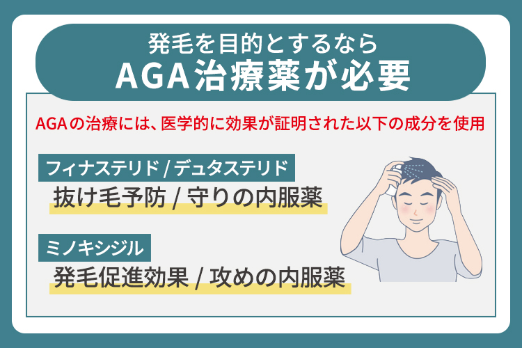 発毛を目的とするならAGA治療薬が必要