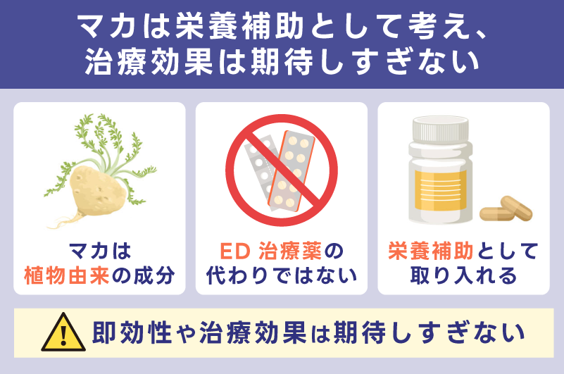 マカは栄養補助として考え、治療効果は期待しすぎない