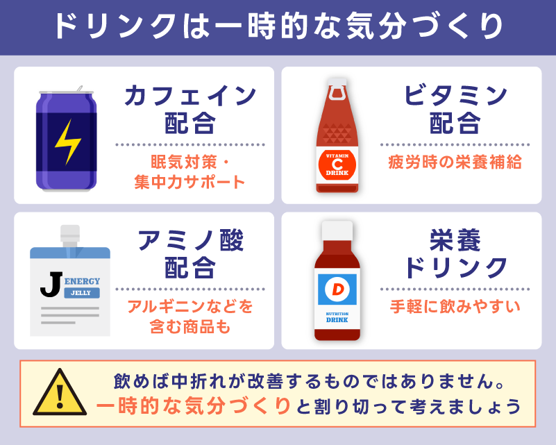 ドリンクは一時的な気分づくりにとどめて考える