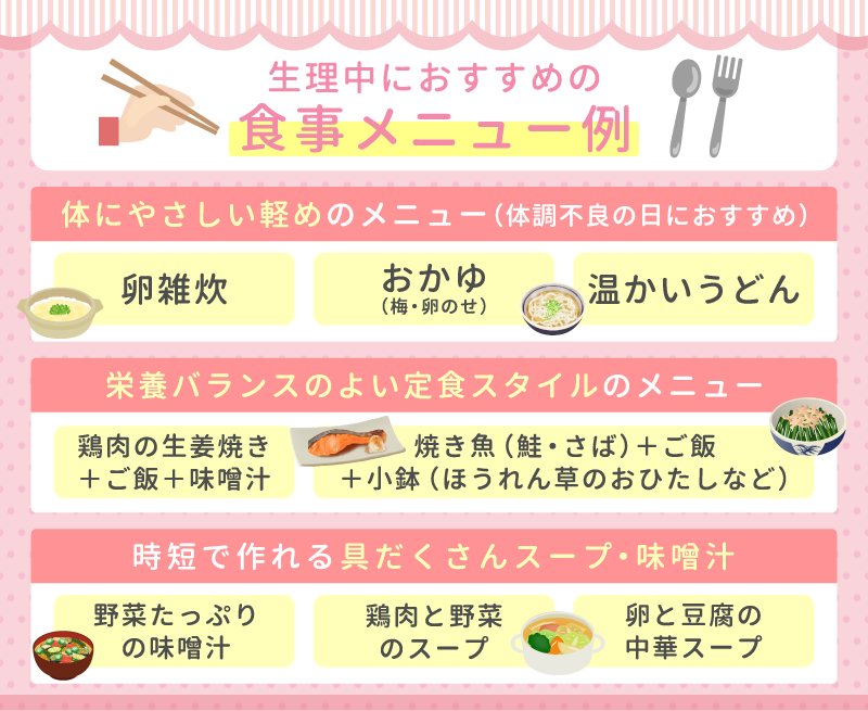 生理中におすすめの食事メニュー例