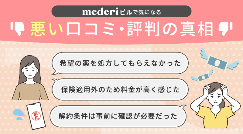 メデリピルで気になる悪い口コミ・評判の真相