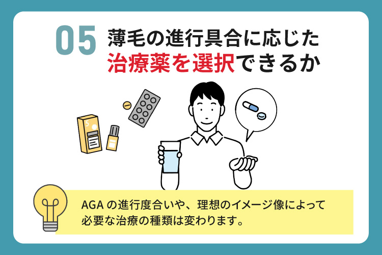 薄毛の進行具合に応じた治療薬を選択できるか