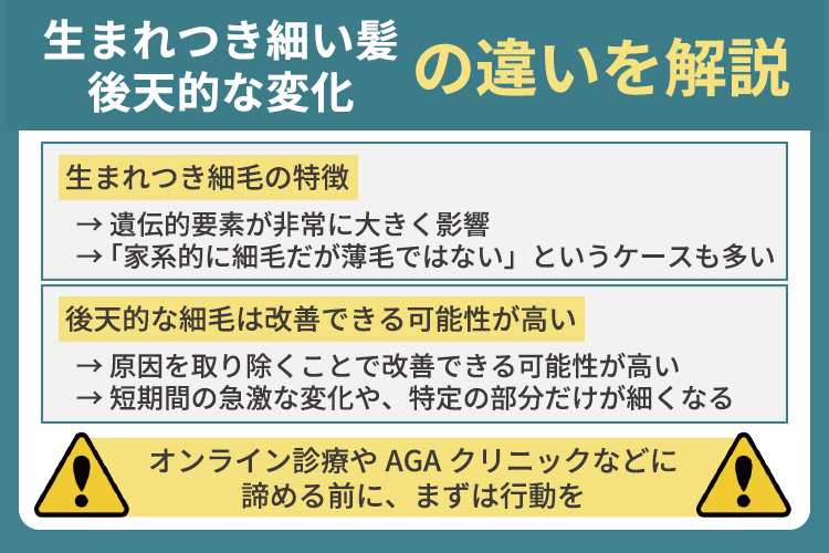 生まれつき細い髪と後天的な変化の違いを解説