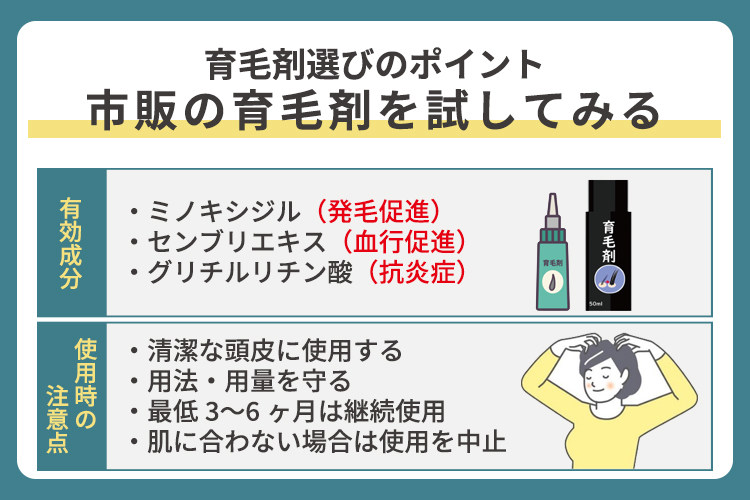 市販の育毛剤を試してみる