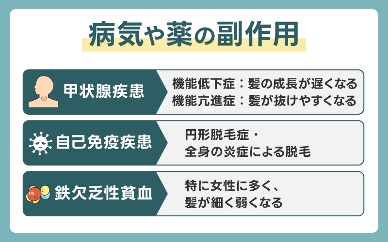 病気や薬の副作用による薄毛
