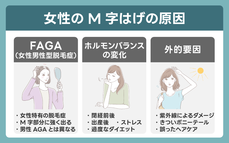 女性のM字はげの原因