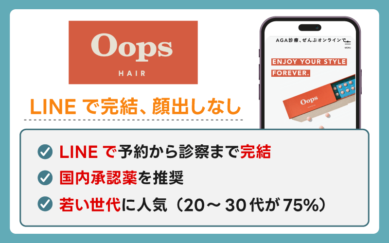 Oops HAIR（ウープス ヘア）はLINE完結で顔出しなしで処方可能