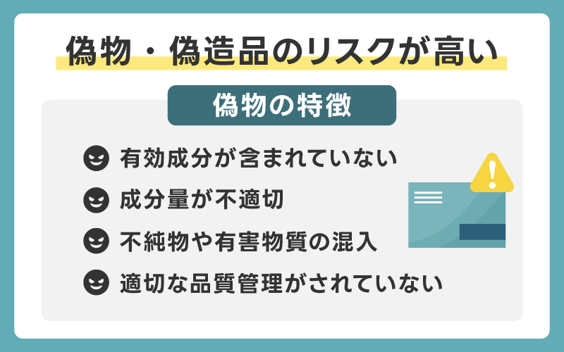 偽物・偽造品のリスクが高い