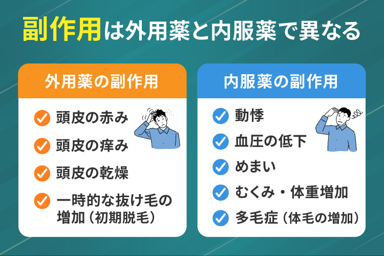 副作用は外用薬と内服薬で異なる