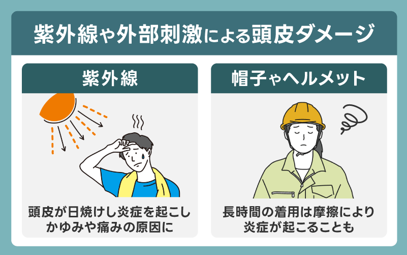 紫外線や外部刺激による頭皮ダメージ