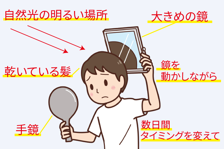 合わせ鏡でチェックする