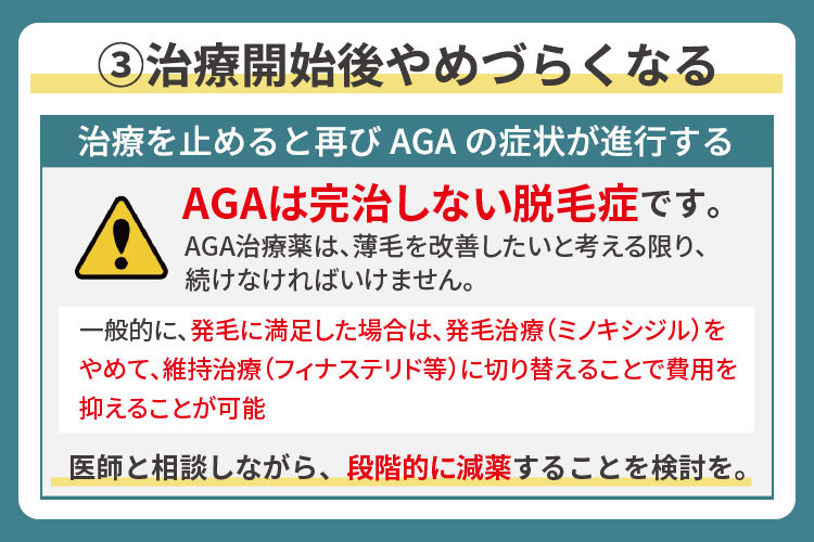治療開始後やめづらくなる